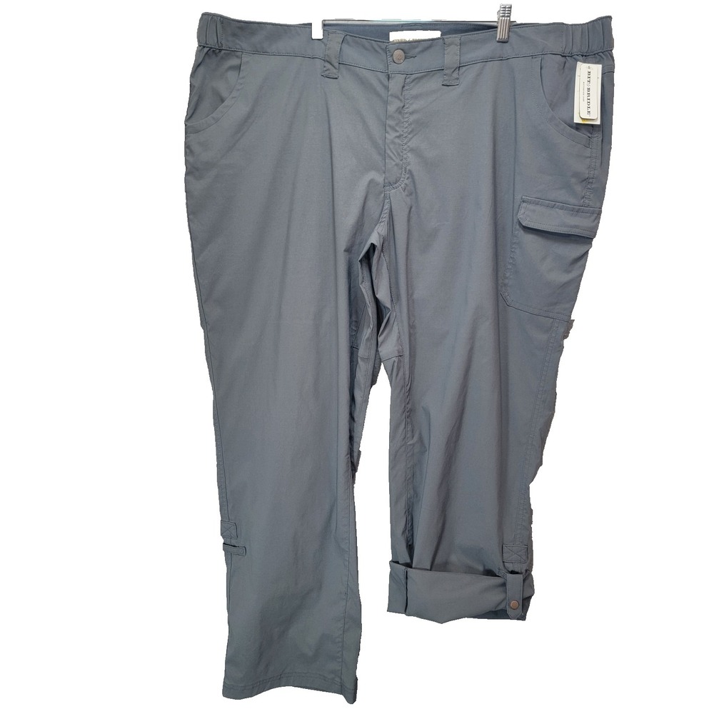 Bit and Bridle Womens 2X Gray Cargo Pants Roll‎ Tab Hem Casual Trousers New